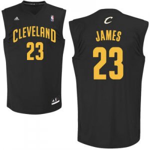 Maillot De Basket Cleveland Cavaliers LeBron James 23 Noir et Jaune Fashion Edition